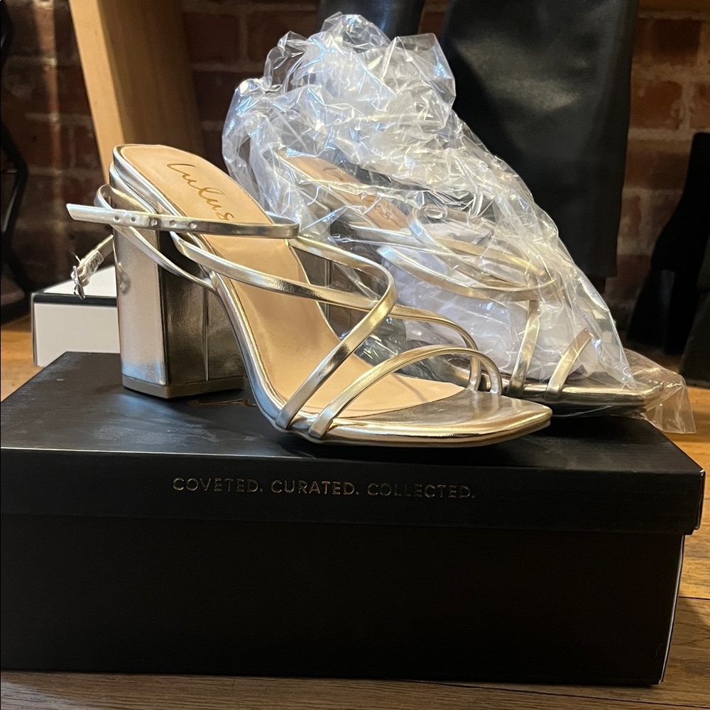 Brand new Lulu's Gold Strappy Sandal Heels